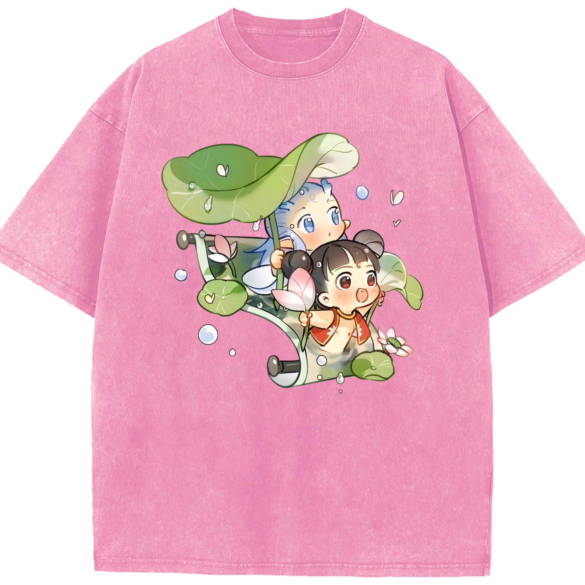 （画像用） Ne Zha 2 ナタ 魔童の大暴れ 綿100% ヴィンテージ風 半袖Tシャツ（フロントプリント）